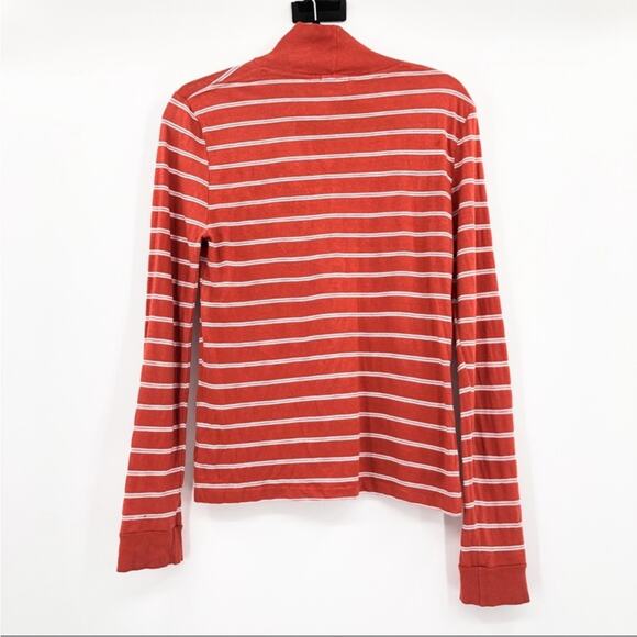Re/Done Orange Striped Mock Neck Long Sleeve Shirt Top Small - Picture 4 of 6